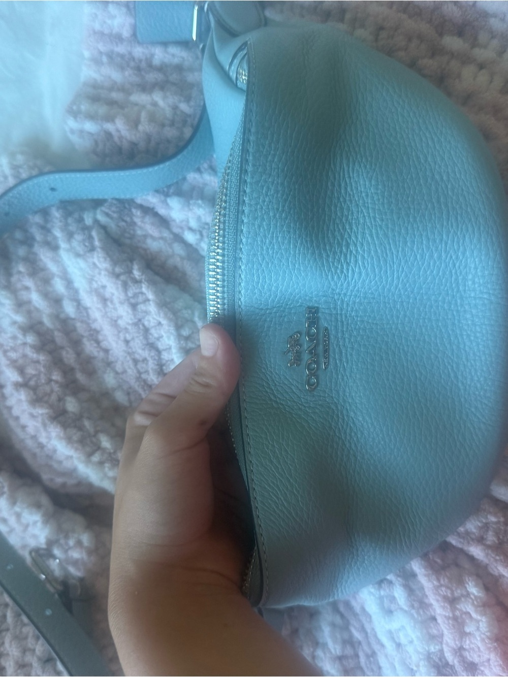 Coach Pebble Leather Belt Bag in Powder Blue
